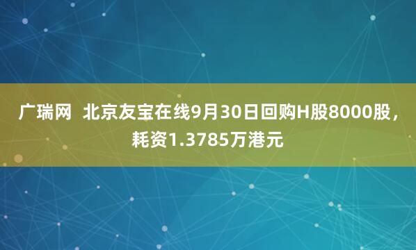 广瑞网  北京友宝在线9月30日回购H股8000股，耗资1.3785万港元